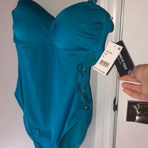 NWT Kenneth Cole Solid Attitude Bandeau Swim Suit!